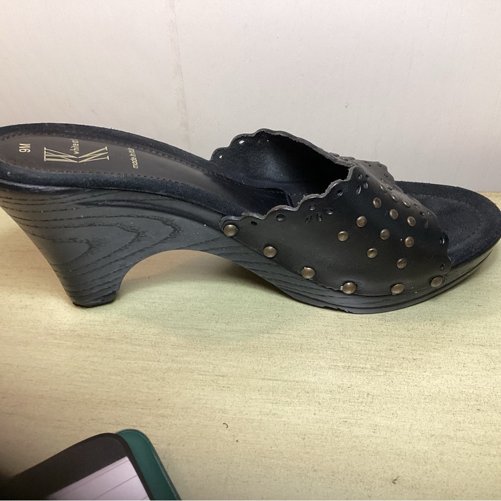 White mountain studded wedge sandals, size 9